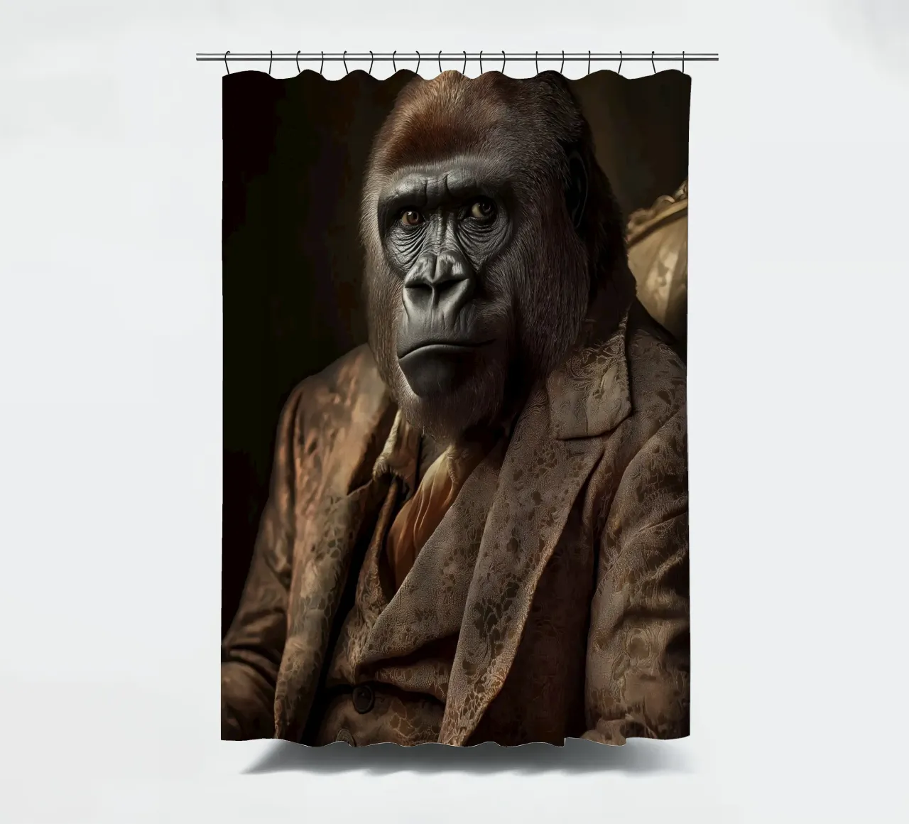Gorilla in Kleidung Duschvorhang von Imagine