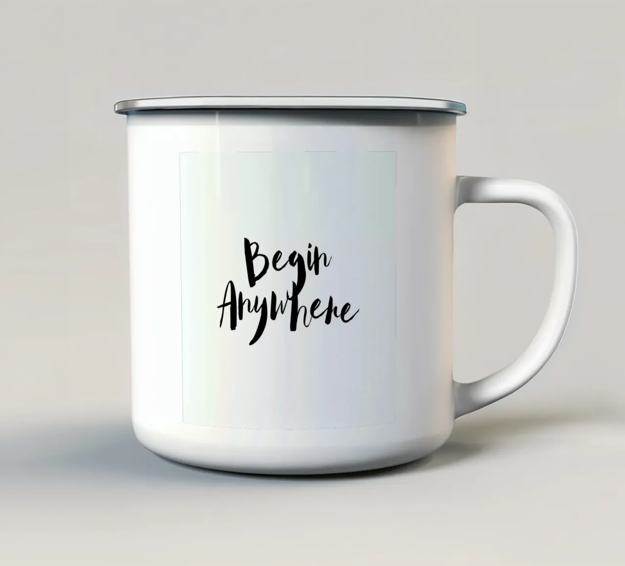 Begin Anywhere enamel mug by Maria Kritzas