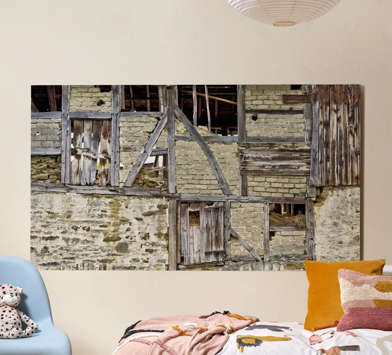 Old Barn Facade – Rustic Elegance and Timeless Charm alluminio dibond da Curious Collections by Marielle Leenders
