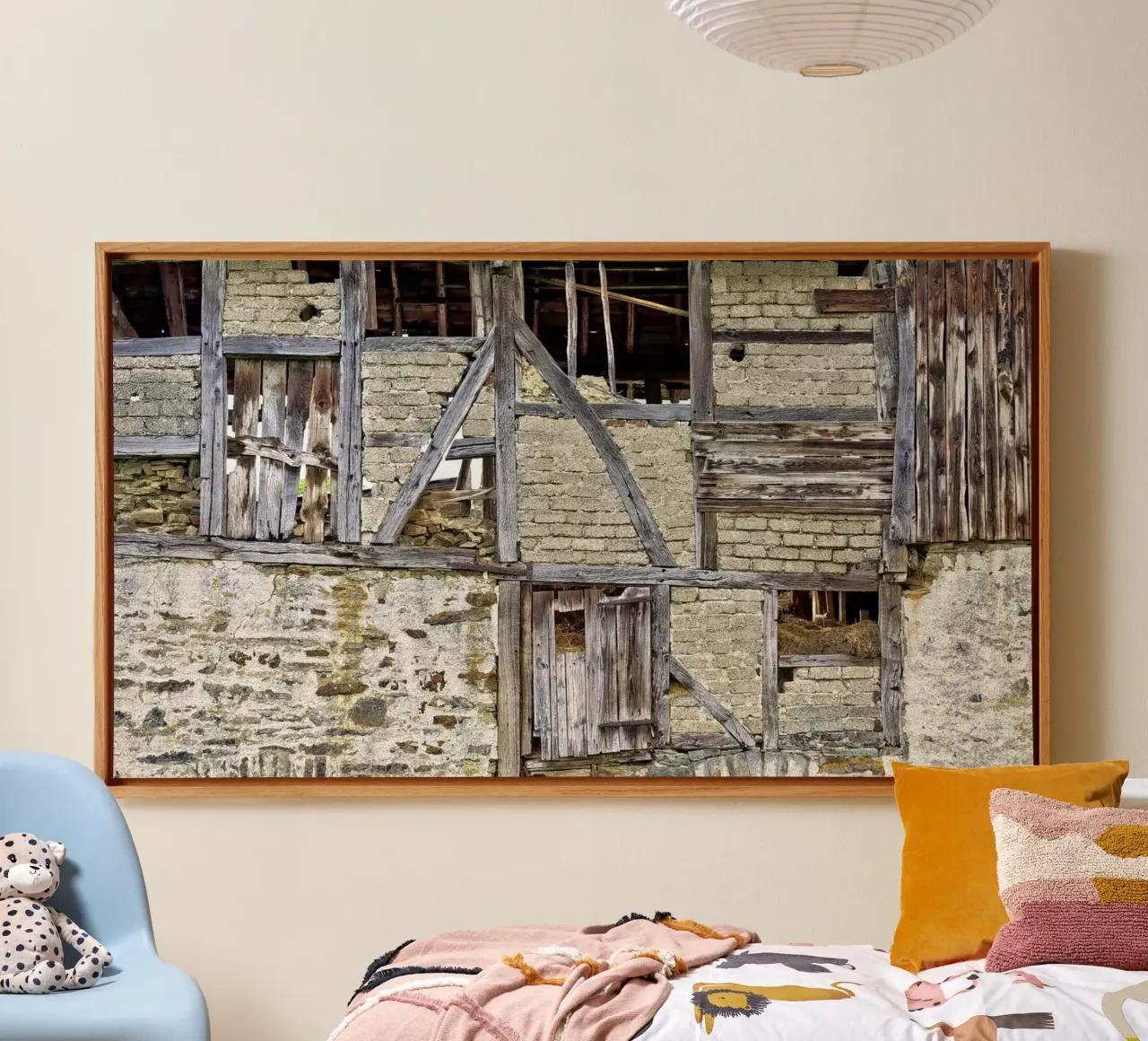 Old Barn Facade – Rustic Elegance and Timeless Charm tela da Curious Collections by Marielle Leenders
