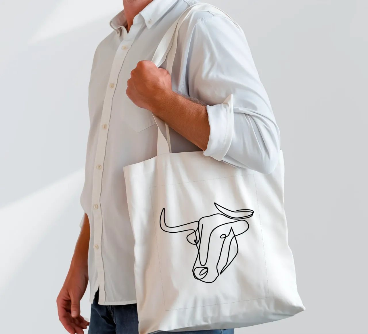 Hillbilly - one line bull tote bag by Addillum