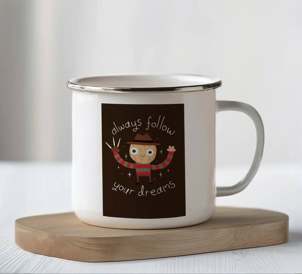 Always Follow Your Dreams mug en émail de DinoMike