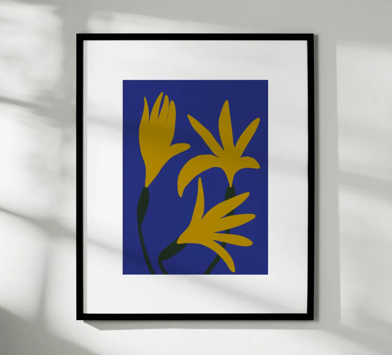 Palm Flowers poster con telaio in legno da treechild