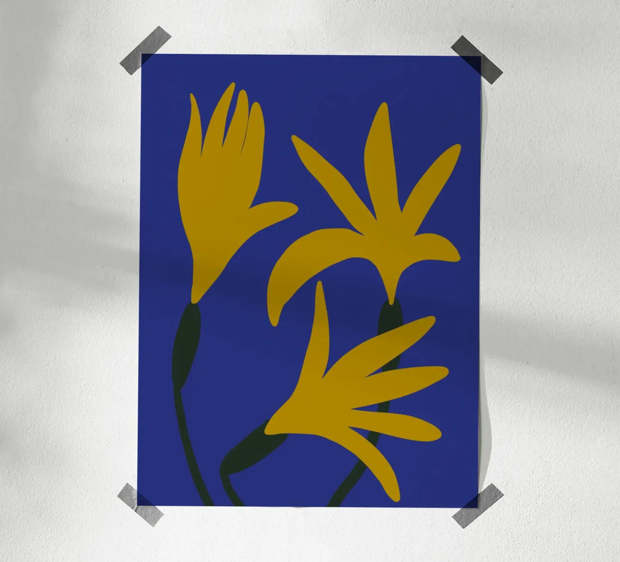 Palm Flowers poster con telaio in legno da treechild