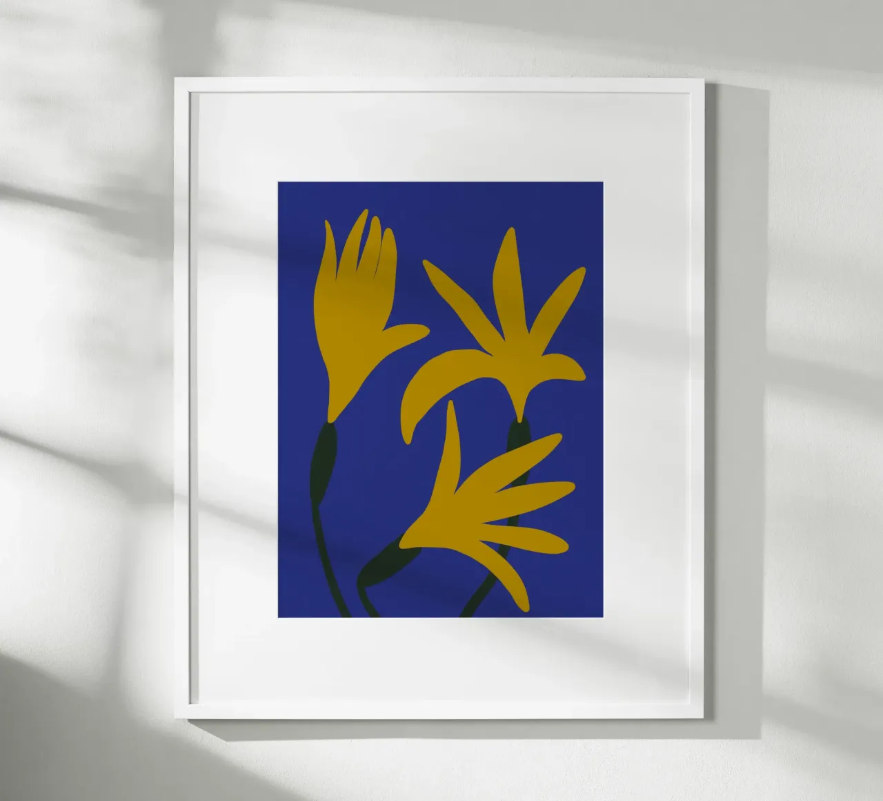 Palm Flowers poster con telaio in legno da treechild