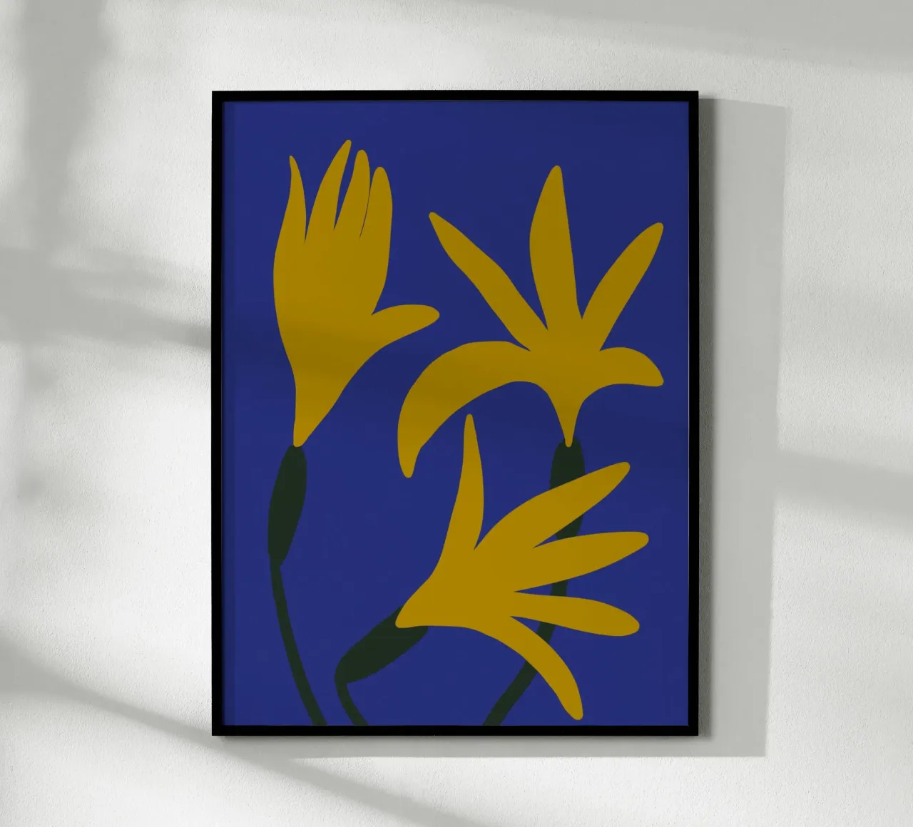 Palm Flowers poster con telaio in legno da treechild
