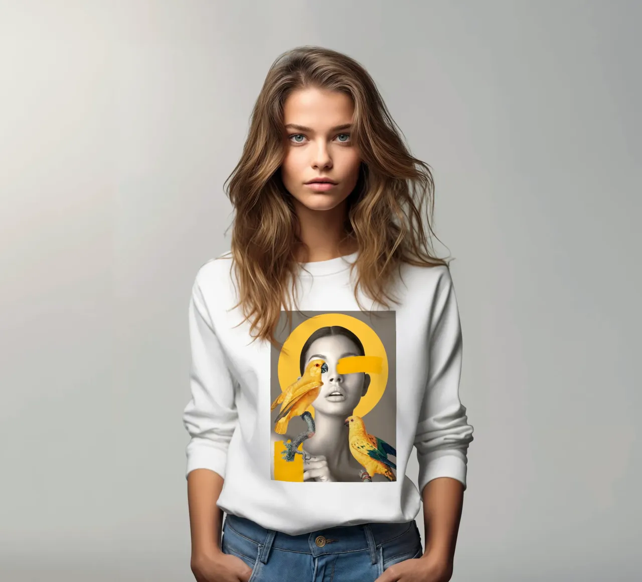 Ragazza con pappagalli felpa da dada22