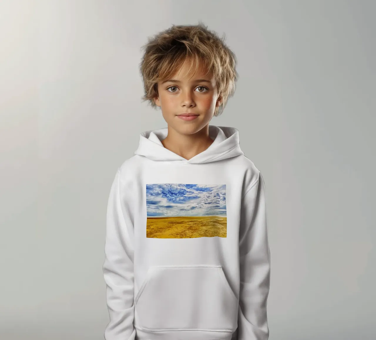 Beach and Blue Sky – A Perfect Coastal Escape felpa bambino con cappuccio da Curious Collections by Marielle Leenders
