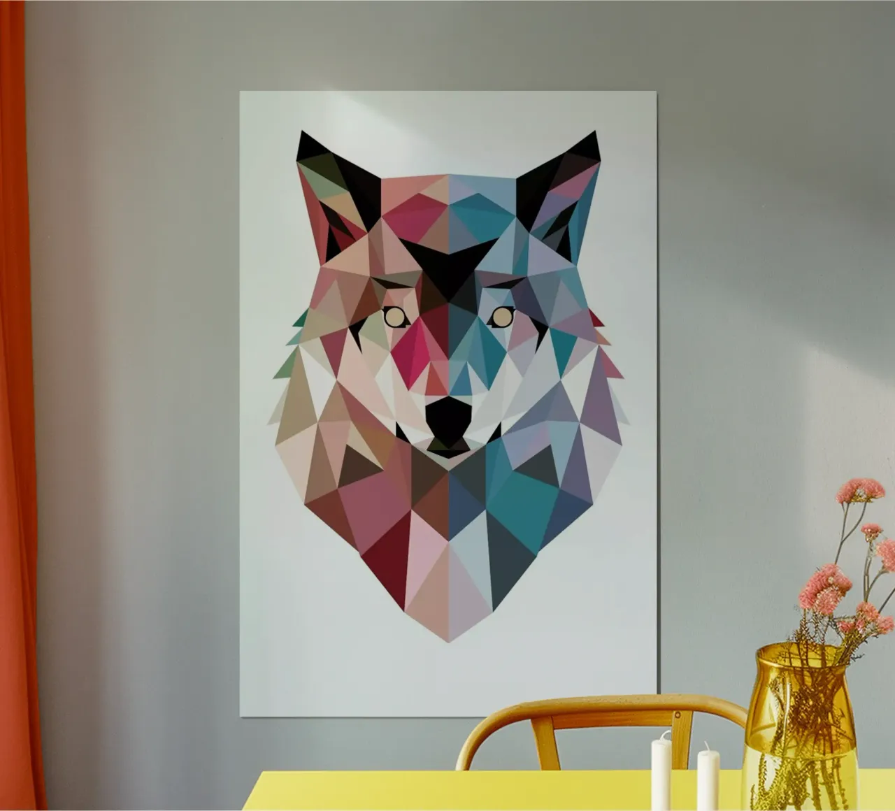 Geo Wolf poster with plastic frame by DinoMike