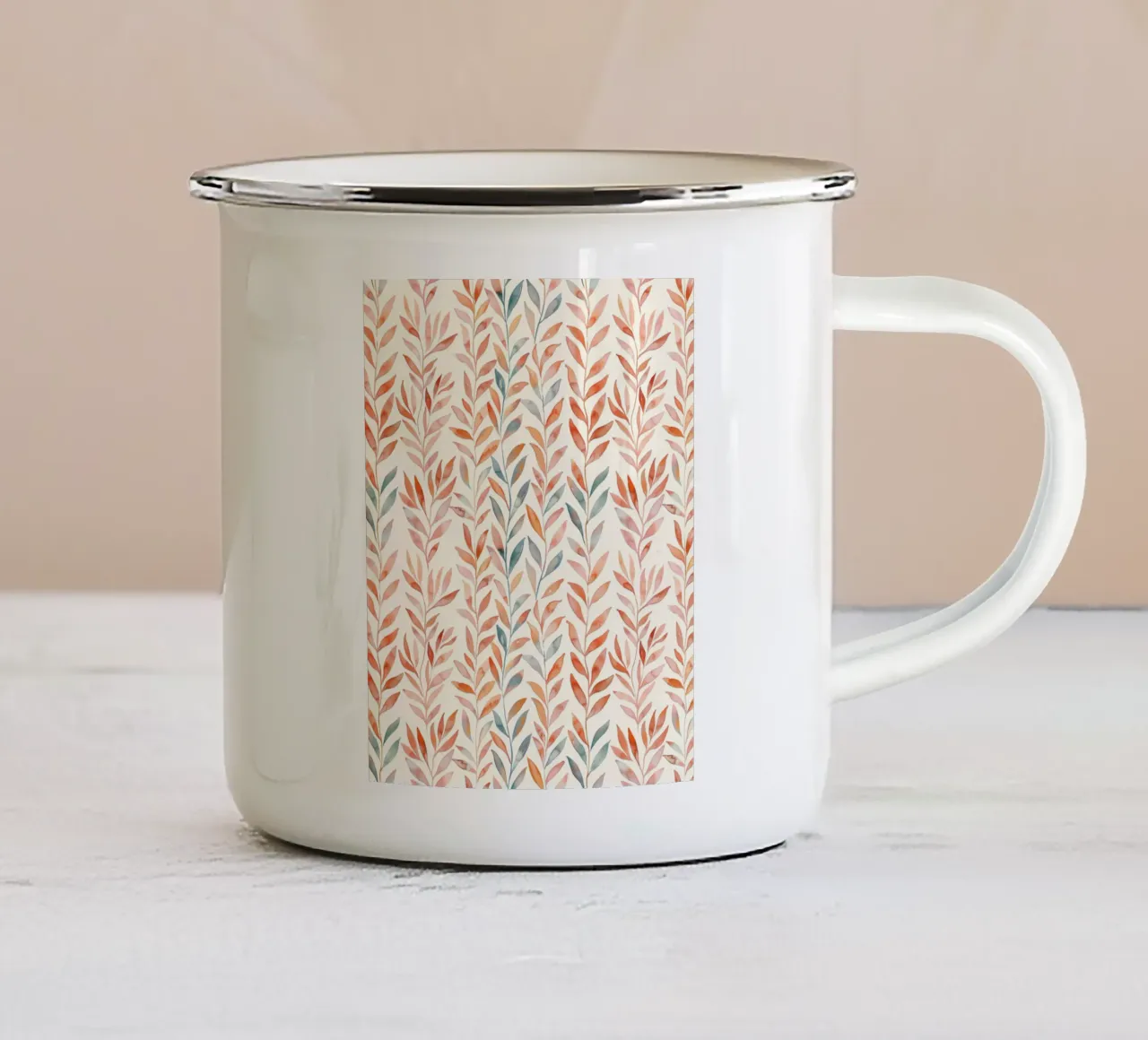 Botanica Natura Motivi Botanici Vintage Boho Foglie e Piante tazza in smalto da Gentle Echoes Art
