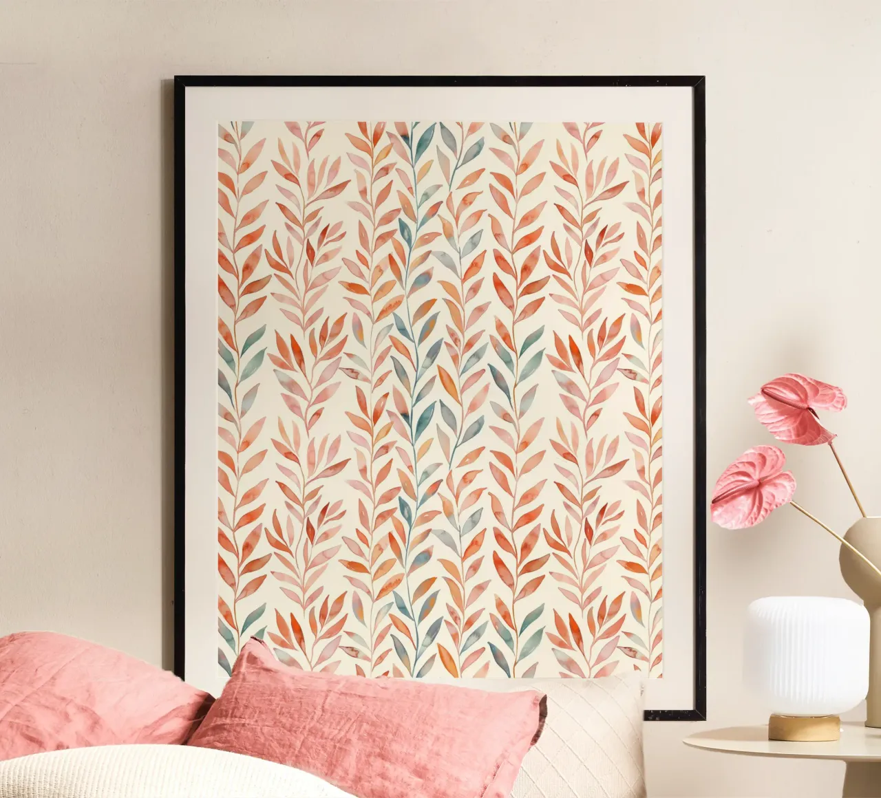 Botanica Natura Motivi Botanici Vintage Boho Foglie e Piante poster con telaio in legno da Gentle Echoes Art