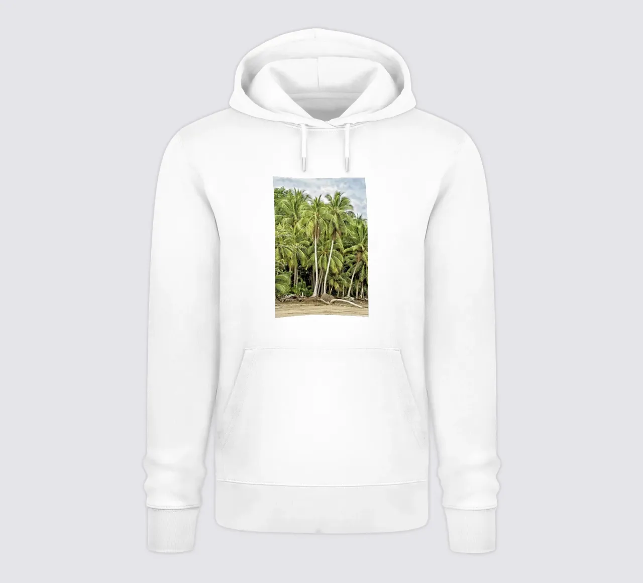 Palm Trees on the Shore – A Tropical Paradise Awaits felpa con cappuccio da Curious Collections by Marielle Leenders