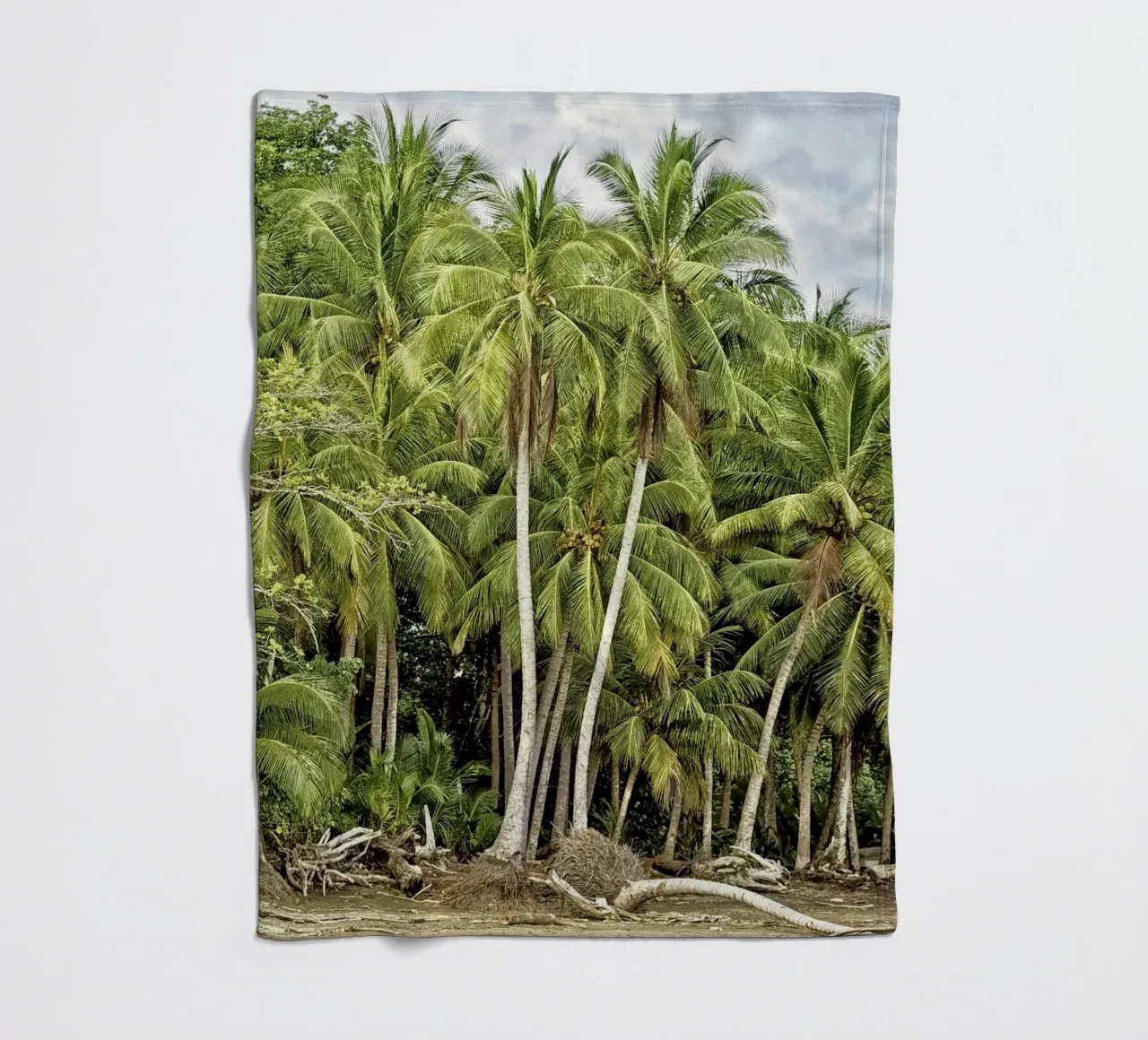 Palm Trees on the Shore – A Tropical Paradise Awaits coperta in pile da Curious Collections by Marielle Leenders