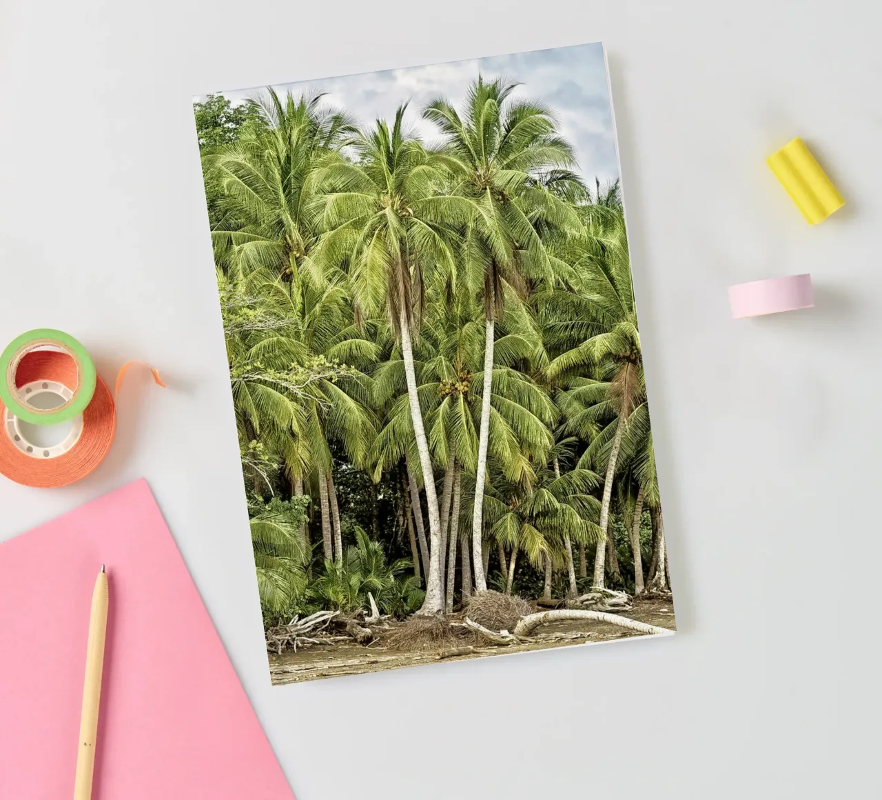 Palm Trees on the Shore – A Tropical Paradise Awaits notebook by Curious Collections by Marielle Leenders