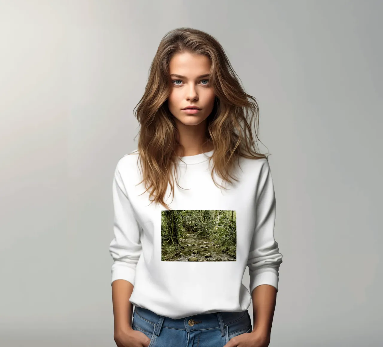 Jungle Stream – A Serene Oasis in the Wilderness Sweatshirt von Curious Collections by Marielle Leenders