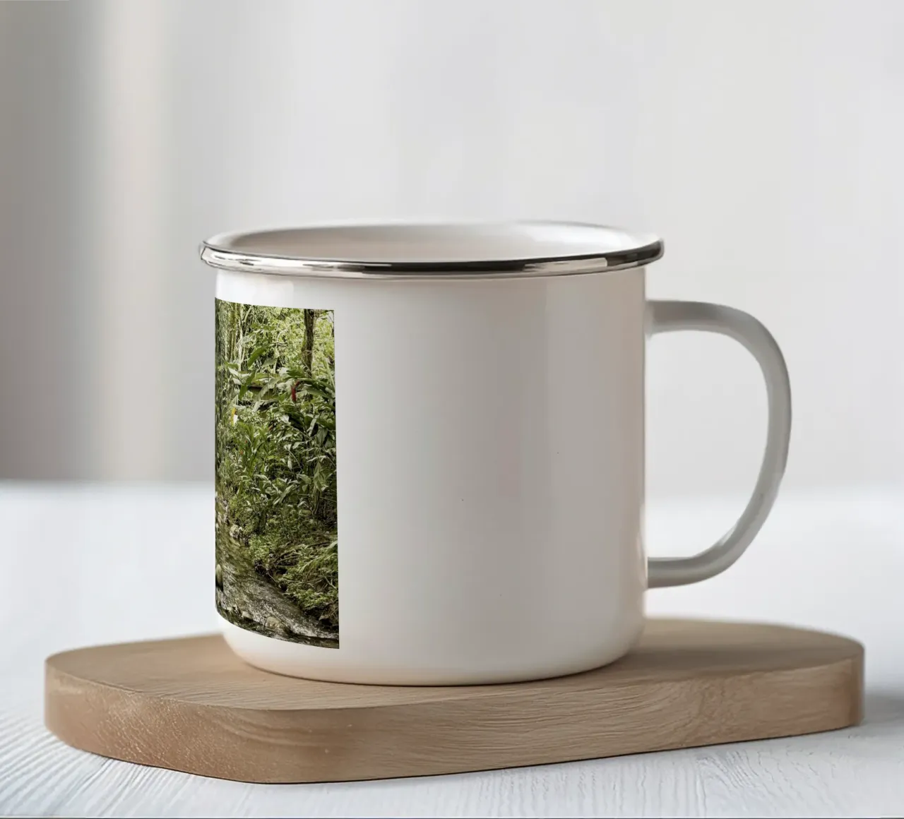Jungle Stream – A Serene Oasis in the Wilderness enamel mug by Curious Collections by Marielle Leenders