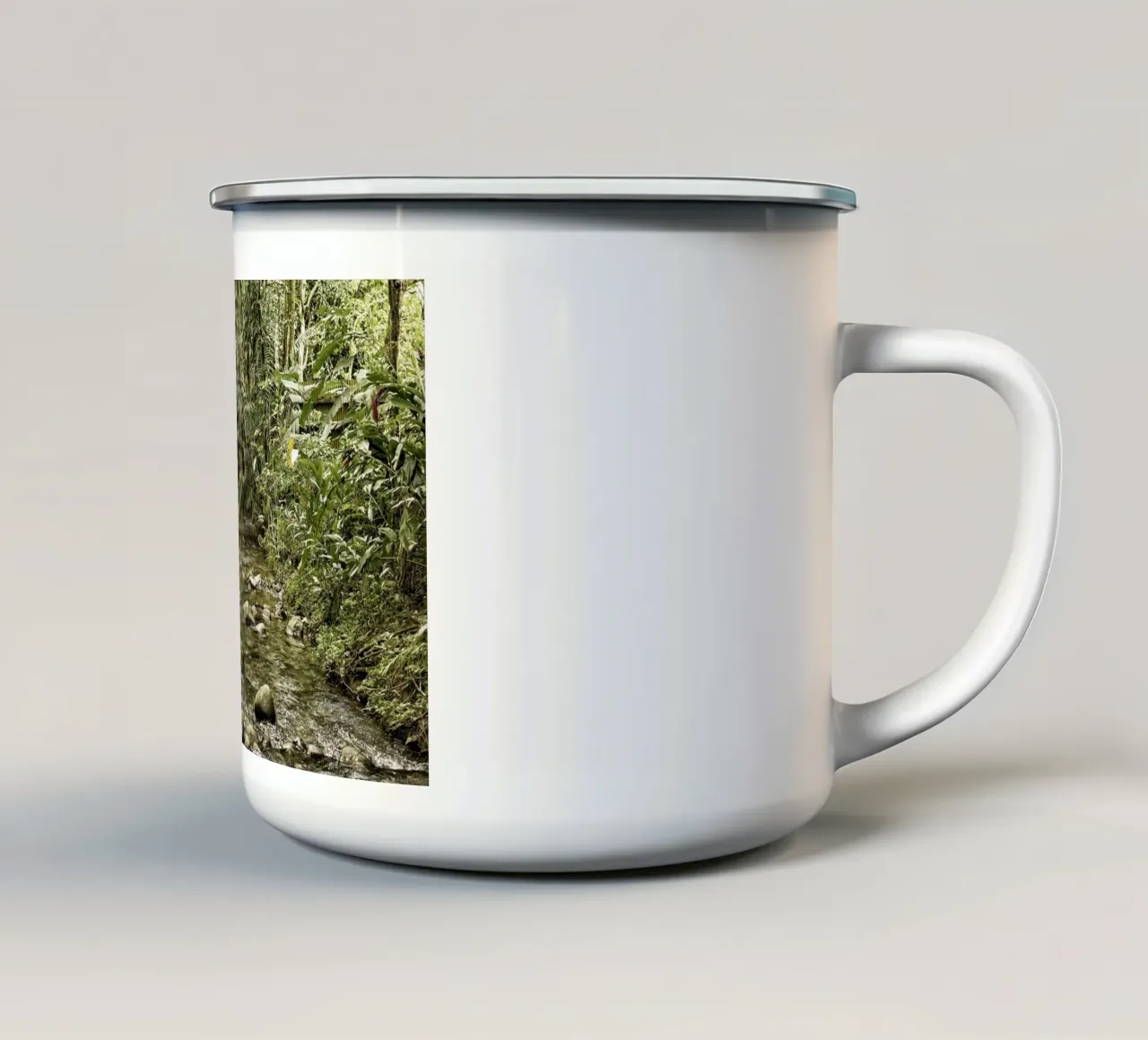 Jungle Stream – A Serene Oasis in the Wilderness enamel mug by Curious Collections by Marielle Leenders