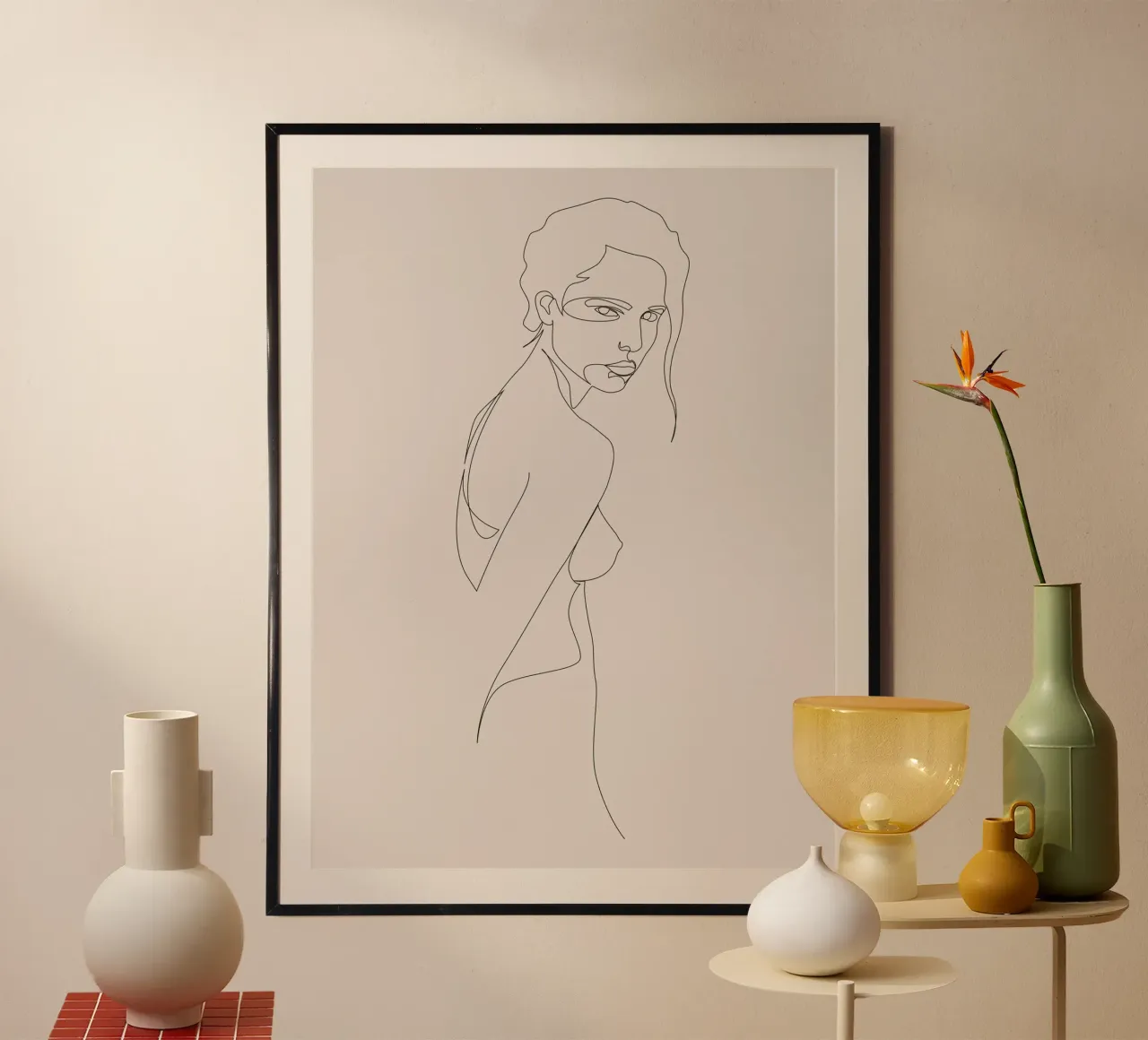 NG4 17 Nude pastel poster with wooden frame by Addillum