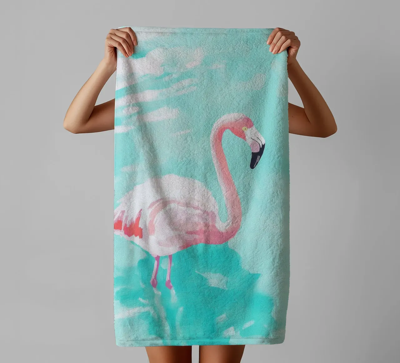 exotic pastel flamingo towel by Carinaprint