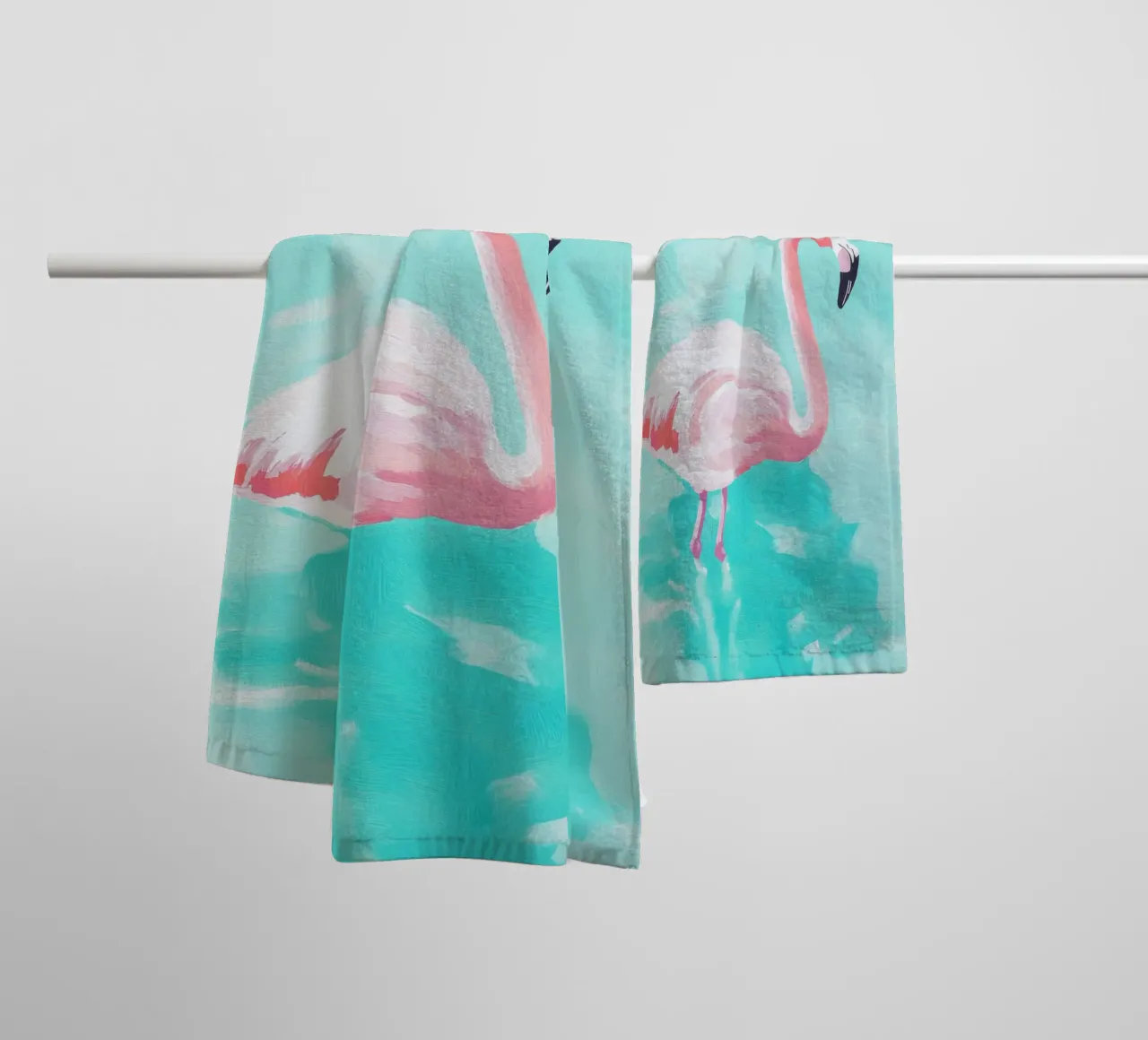 exotic pastel flamingo towel by Carinaprint