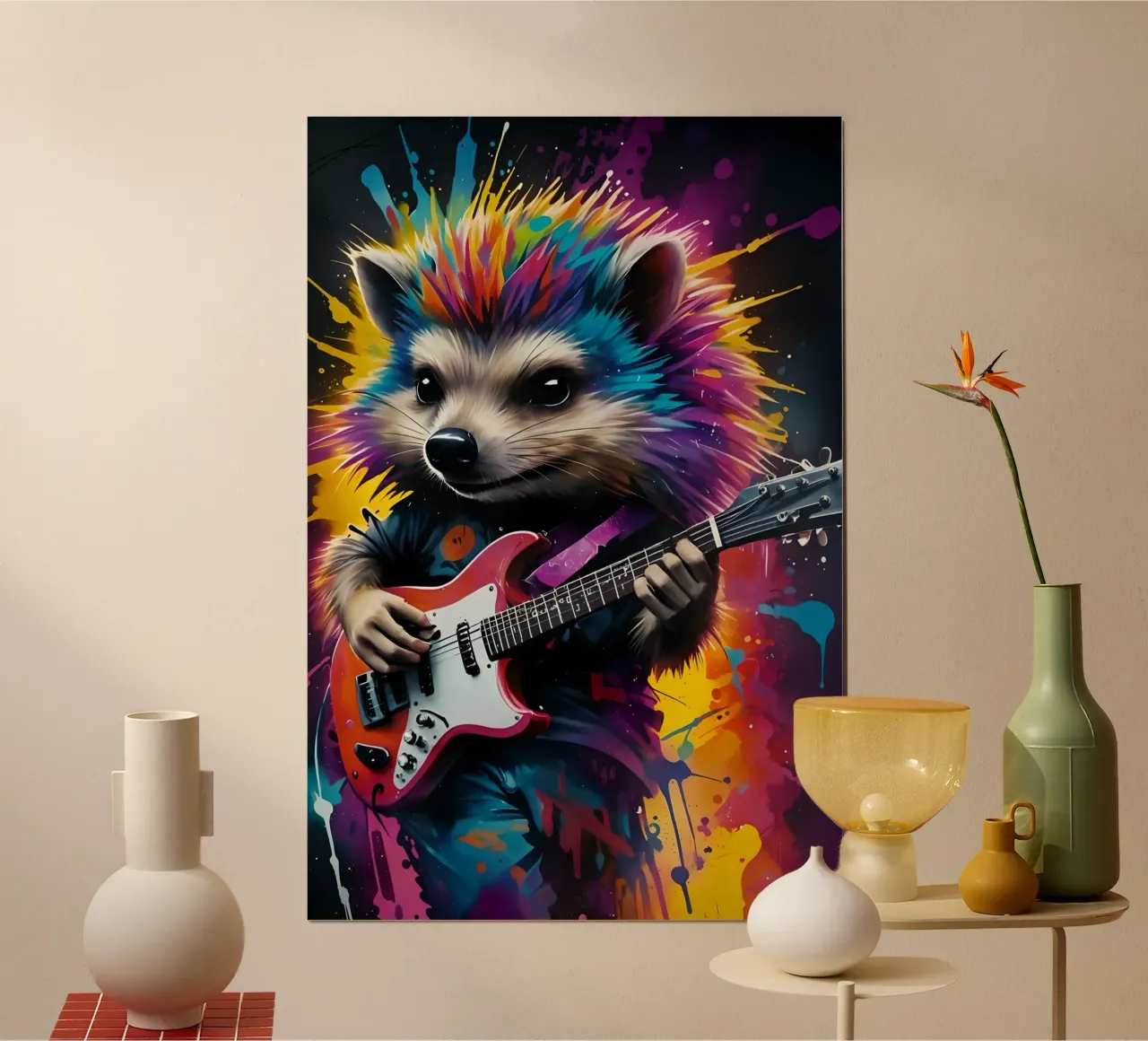 Igel spielt Gitarre Hahnemühle von PosterOK