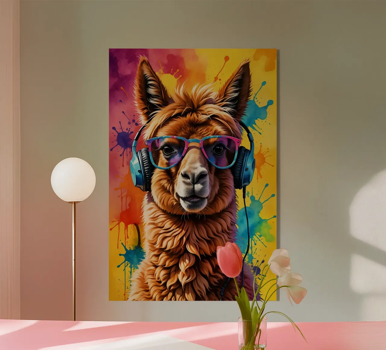 Lama in cuffia plexiglass da PosterOK