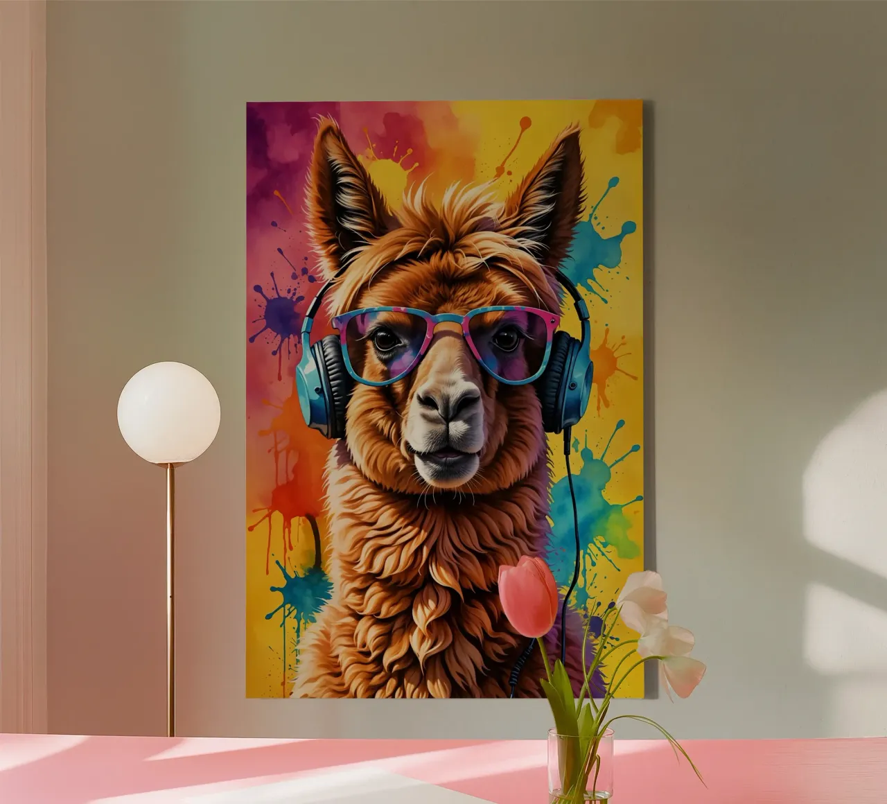 Lama in cuffia tela da PosterOK