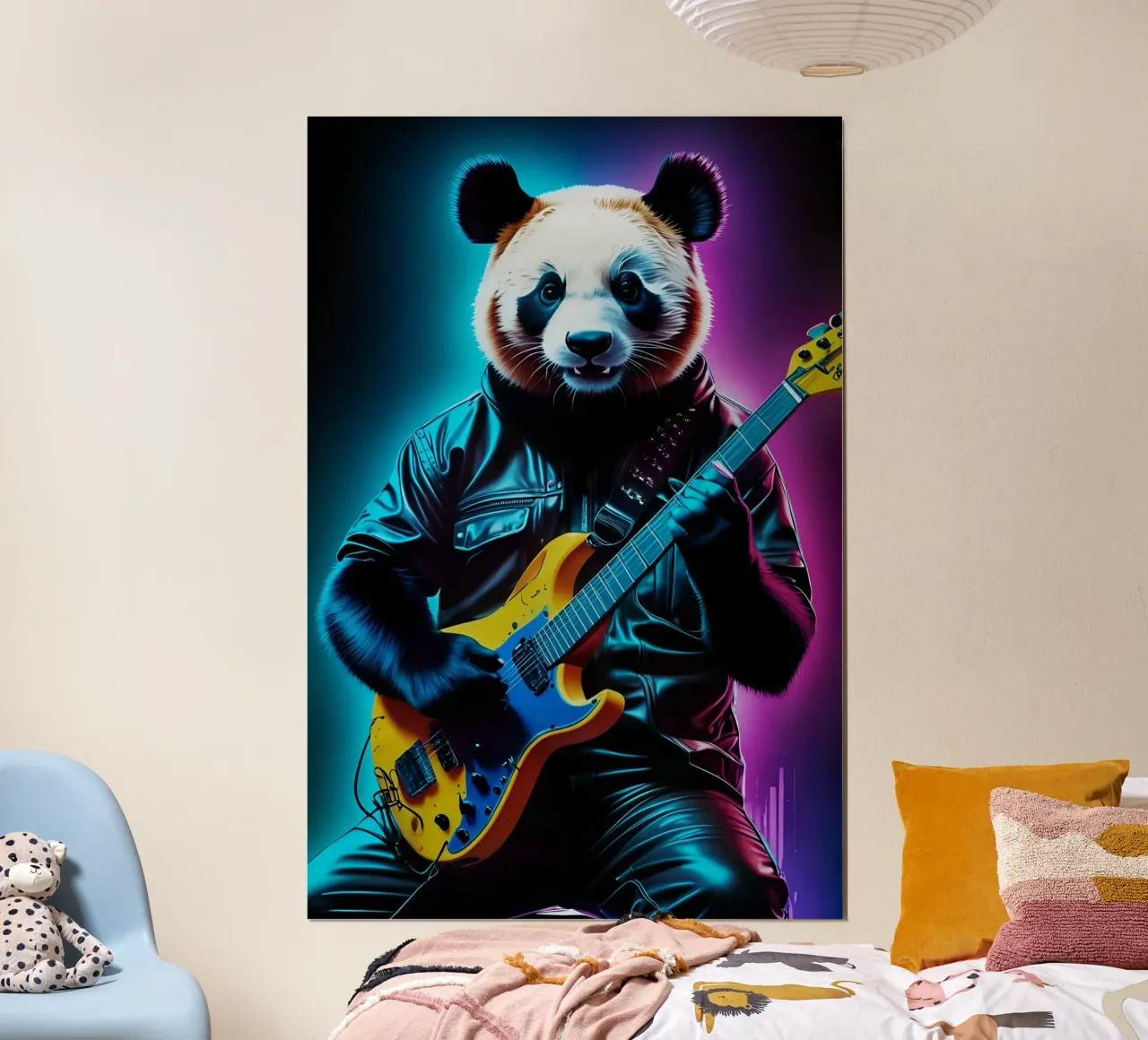Panda spielt Gitarre Hahnemühle von PosterOK
