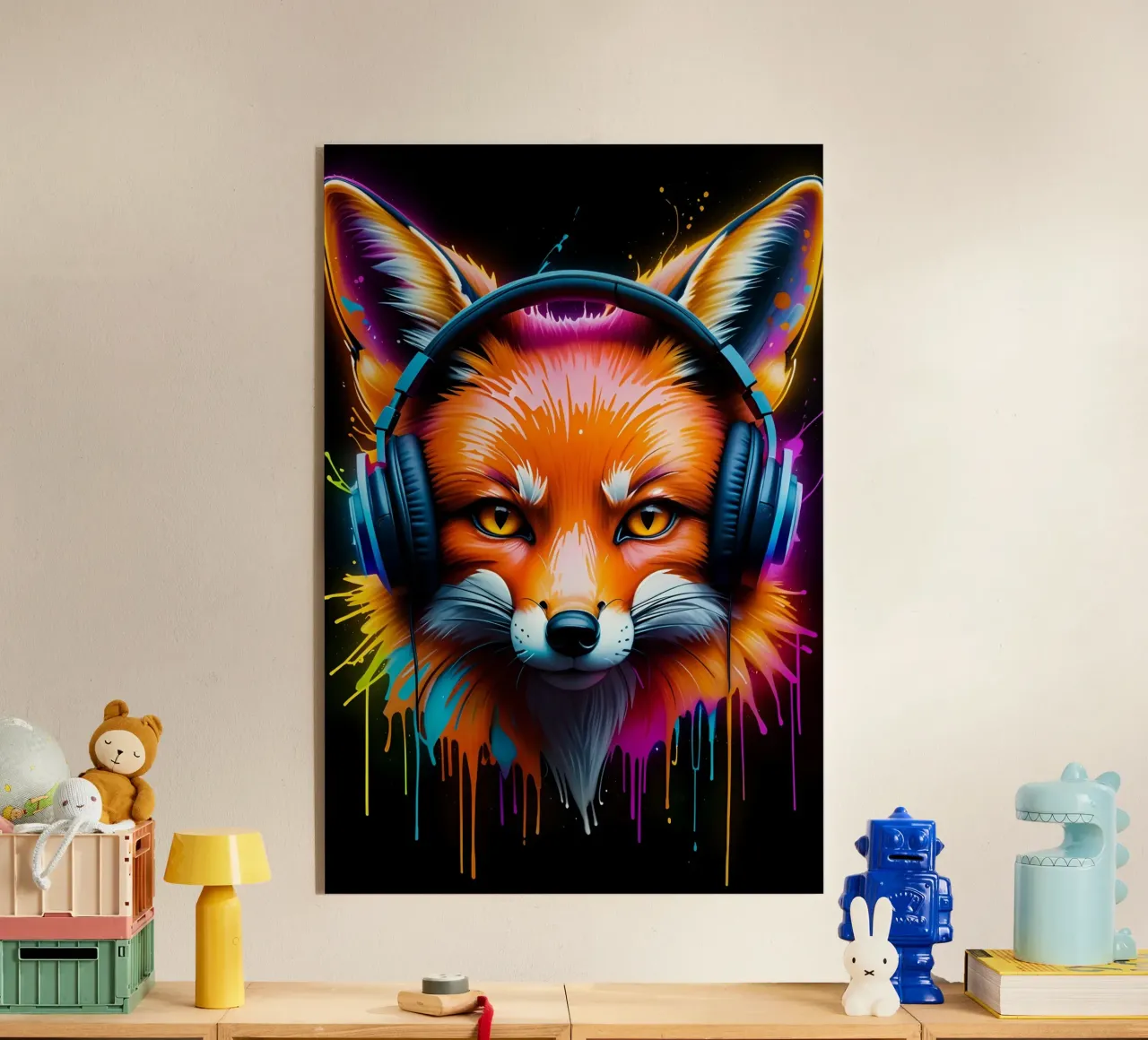 Volpe in cuffia plexiglass da PosterOK