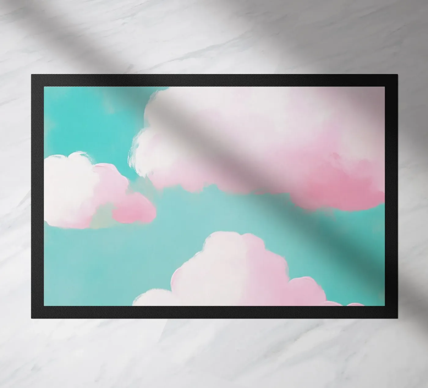 Dreamlike pink clouds doormat by Carinaprint