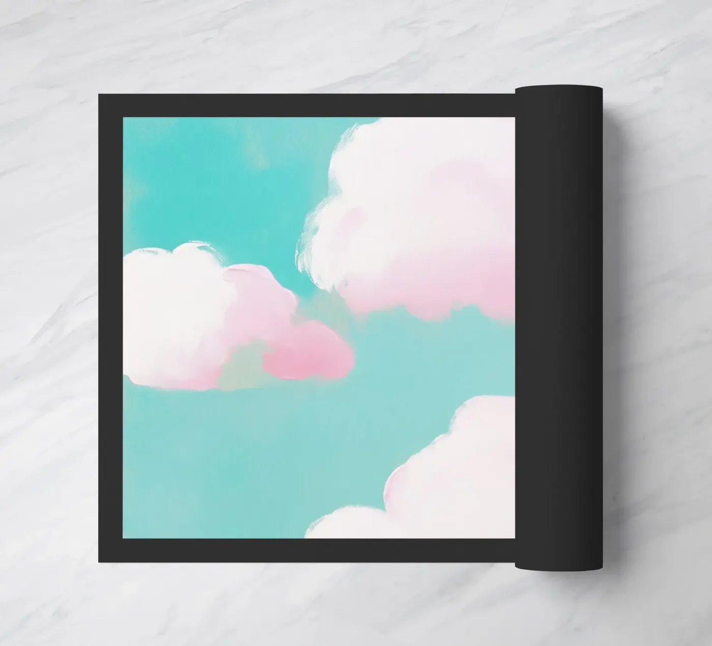 Dreamlike pink clouds doormat by Carinaprint