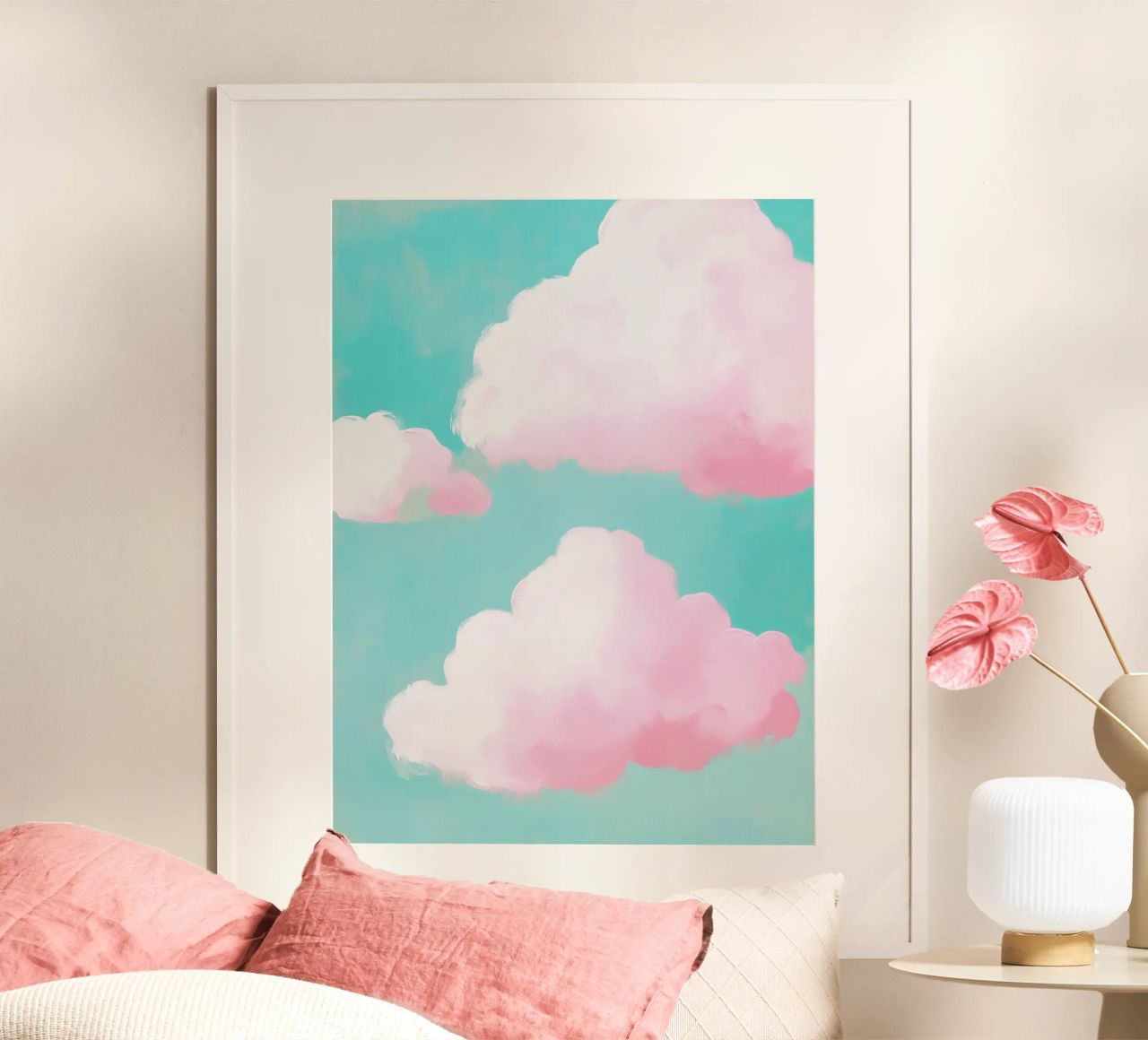 Dreamlike pink clouds poster by Carinaprint