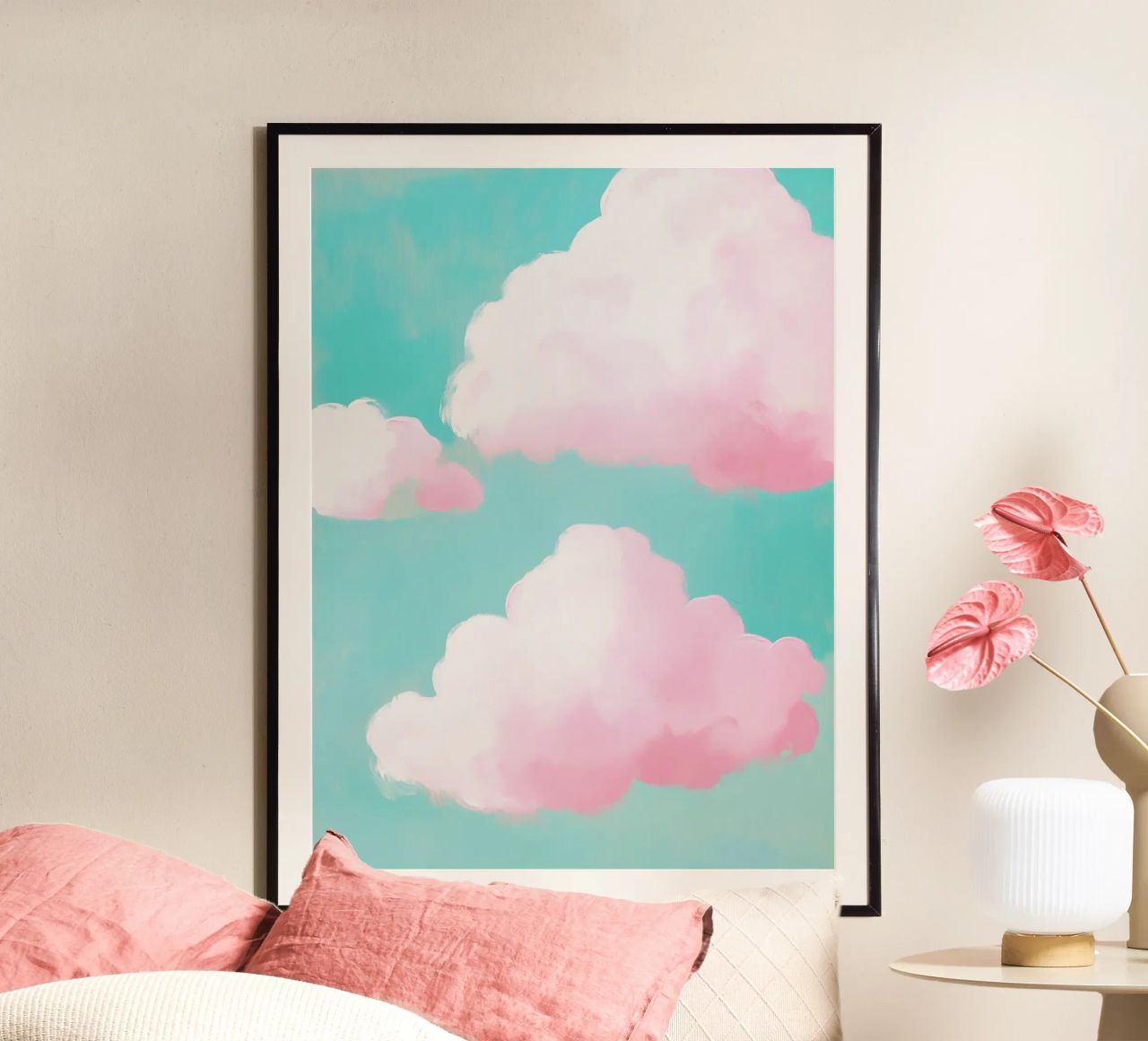 Dreamlike pink clouds poster by Carinaprint