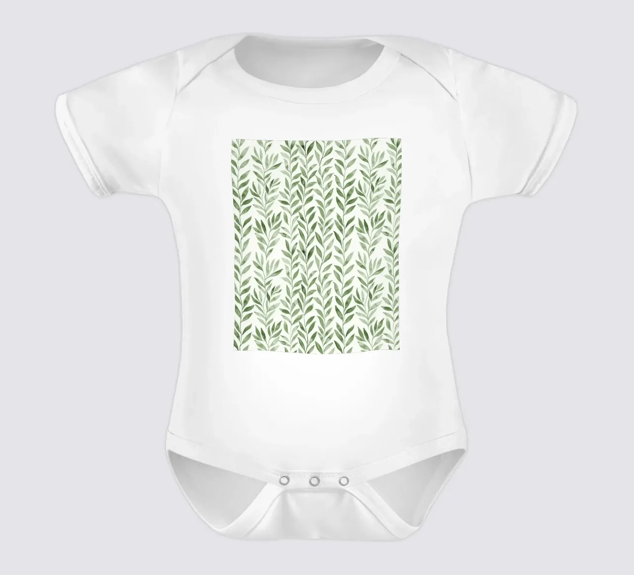 Pastel Green Greenery Boho Leaf Plants Botany Nature Motifs short-sleeve baby romper by Gentle Echoes Art