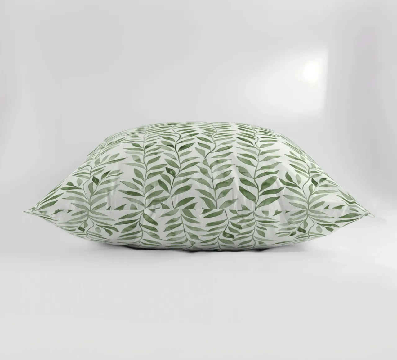 Pastel Green Greenery Boho Leaf Plants Botany Nature Motifs decorative cushion by Gentle Echoes Art