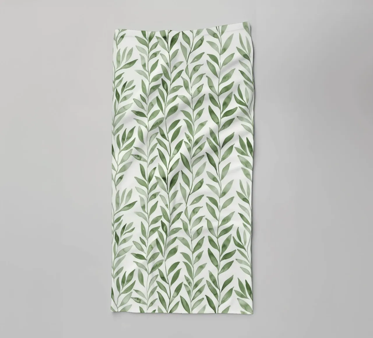 Pastel Green Greenery Boho Leaf Plants Botany Nature Motifs towel by Gentle Echoes Art
