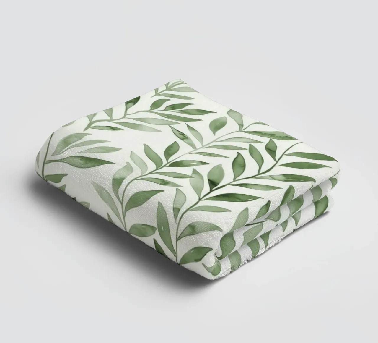 Pastel Green Greenery Boho Leaf Plants Botany Nature Motifs towel by Gentle Echoes Art