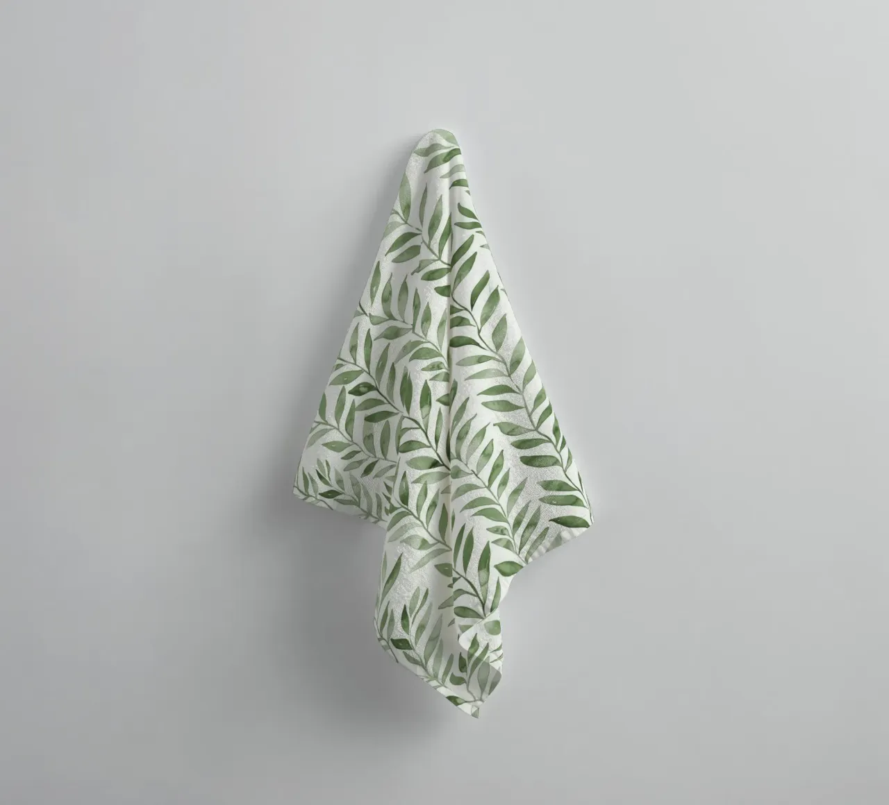 Pastel Green Greenery Boho Leaf Plants Botany Nature Motifs towel by Gentle Echoes Art