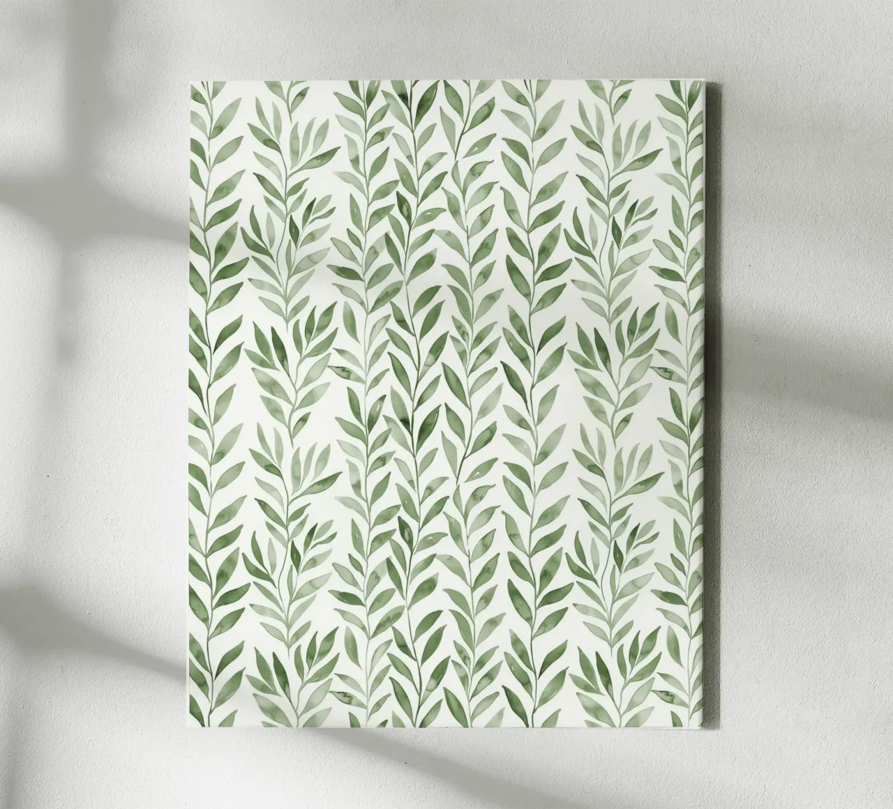 Pastel Green Greenery Boho Leaf Plants Botany Nature Motifs canvas with Floater frame by Gentle Echoes Art