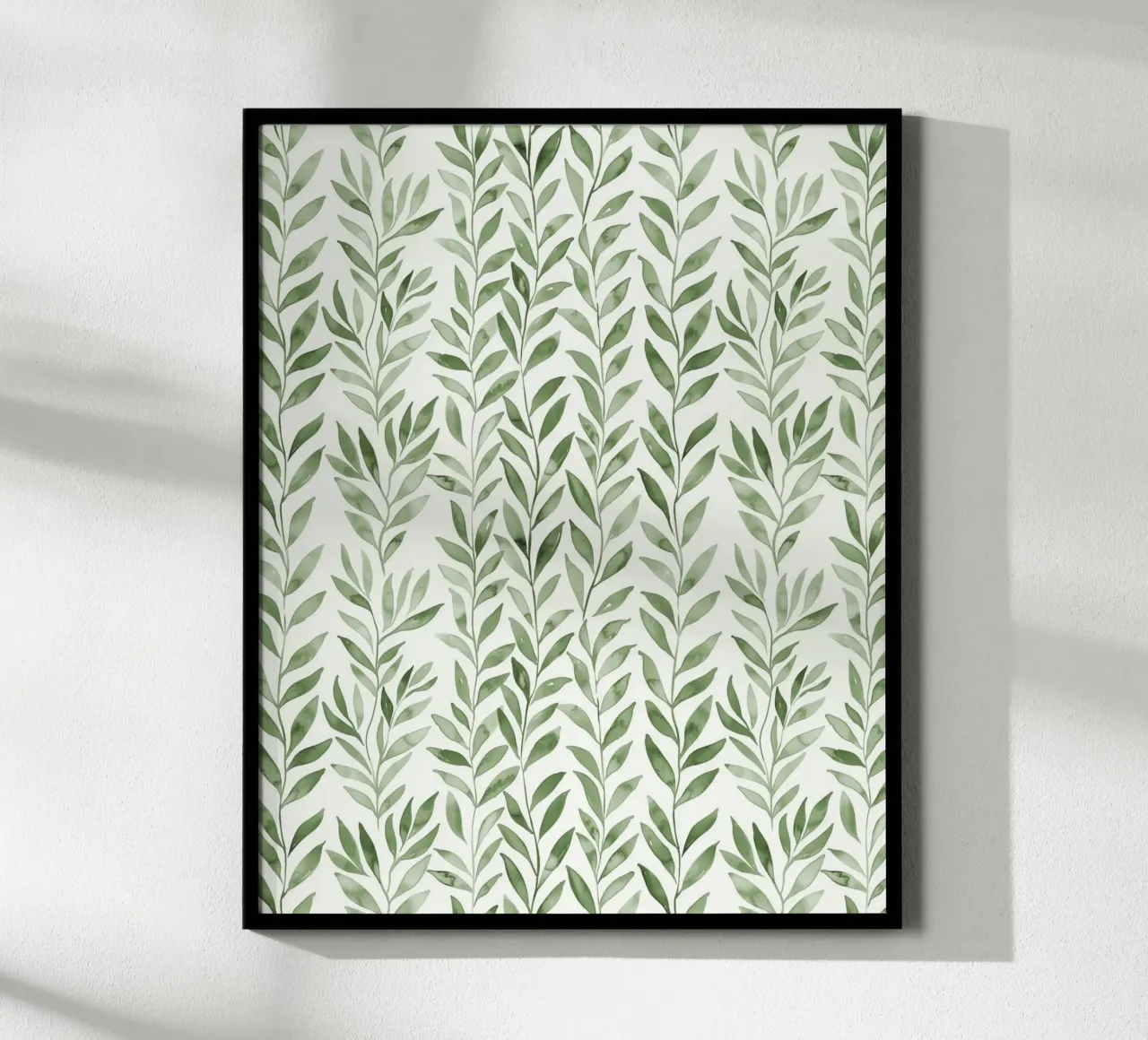 Vert pastel Greenery Boho Leaf Plants Botany Nature Motifs poster avec cadre en bois de Gentle Echoes Art