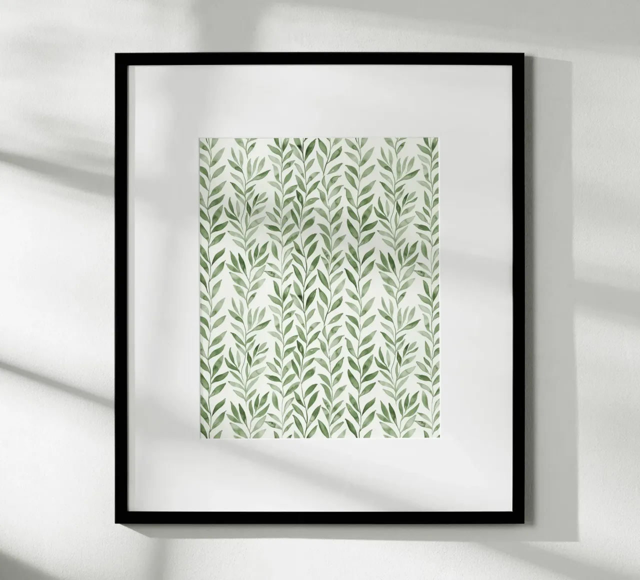 Vert pastel Greenery Boho Leaf Plants Botany Nature Motifs poster avec cadre en bois de Gentle Echoes Art