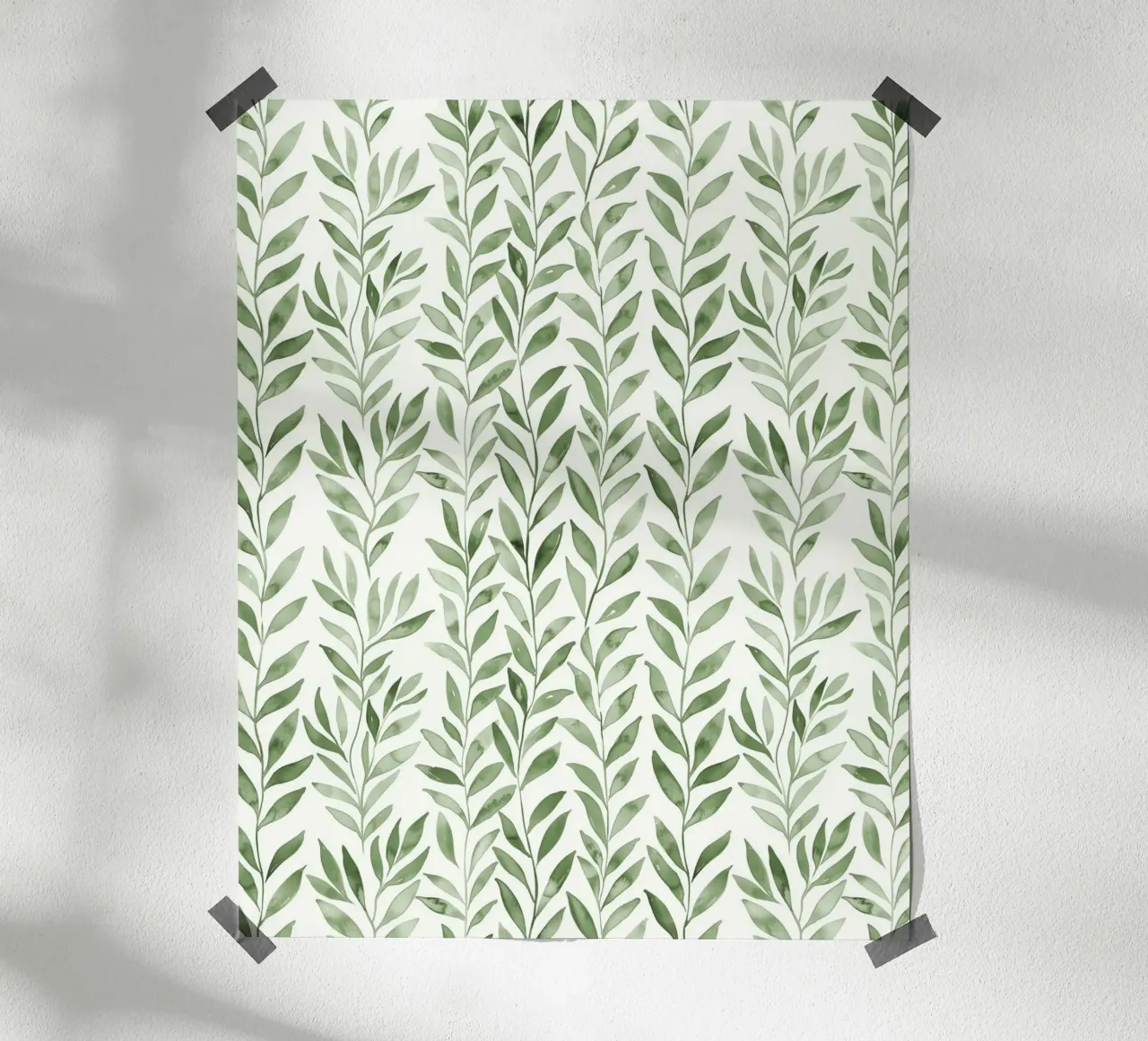Vert pastel Greenery Boho Leaf Plants Botany Nature Motifs poster avec cadre en bois de Gentle Echoes Art