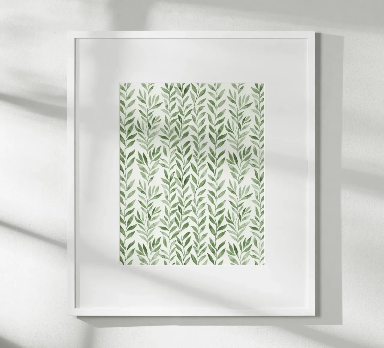 Vert pastel Greenery Boho Leaf Plants Botany Nature Motifs poster avec cadre en bois de Gentle Echoes Art