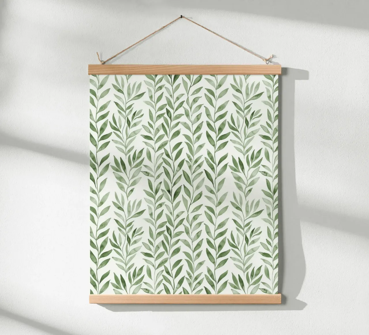 Vert pastel Greenery Boho Leaf Plants Botany Nature Motifs poster avec cadre en bois de Gentle Echoes Art
