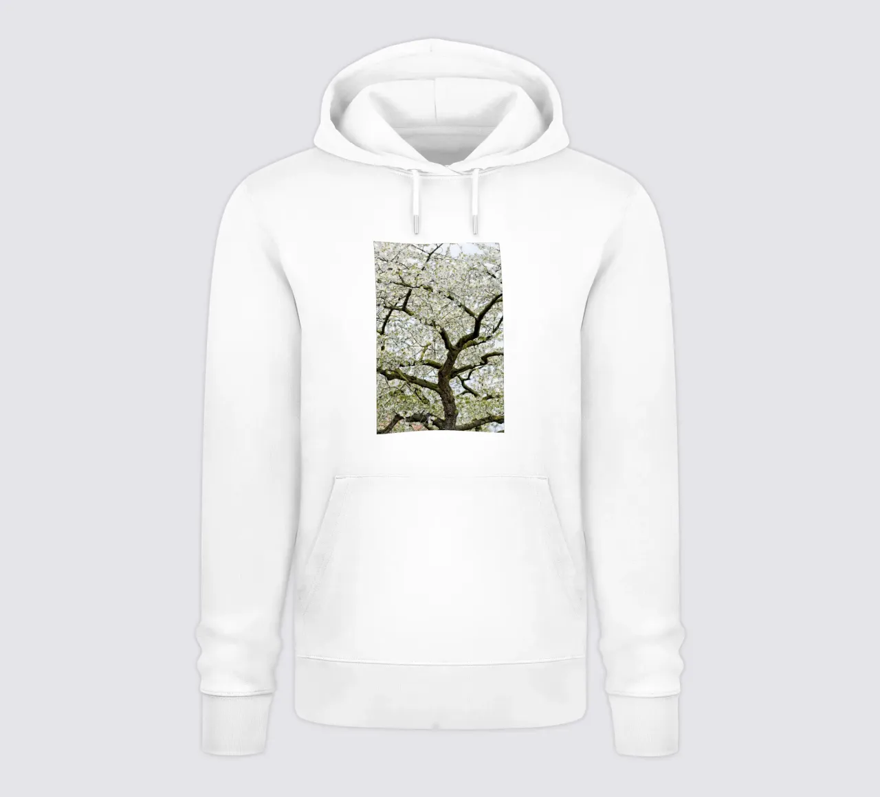 Tree with White Blossoms – A Peaceful Springtime Haven felpa con cappuccio da Curious Collections by Marielle Leenders