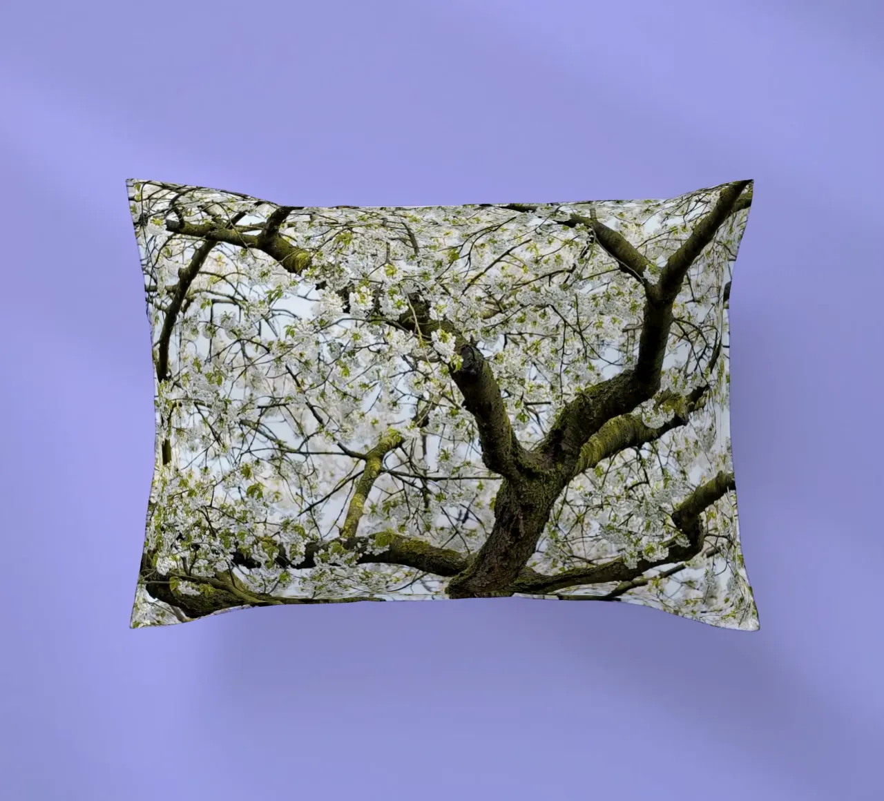 Tree with White Blossoms – A Peaceful Springtime Haven cuscino da Curious Collections by Marielle Leenders