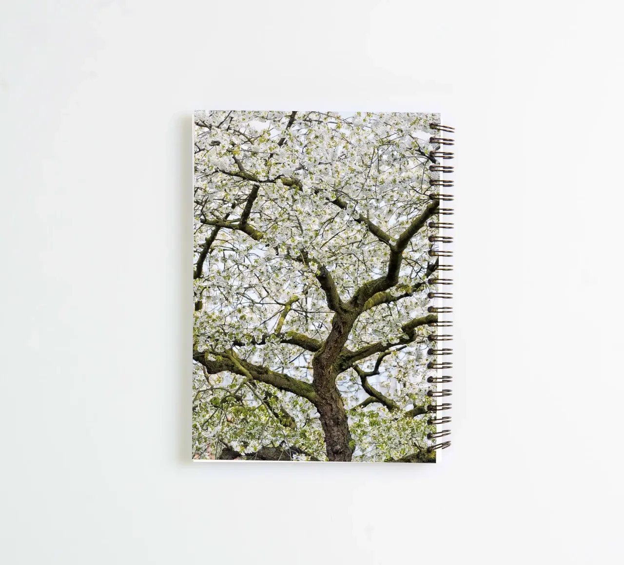 Tree with White Blossoms – A Peaceful Springtime Haven spiral notebook by Curious Collections by Marielle Leenders
