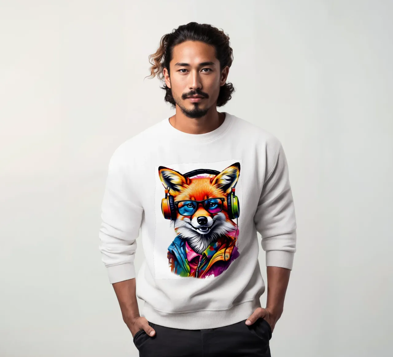 Una volpe con cuffie e occhiali felpa da MakArena