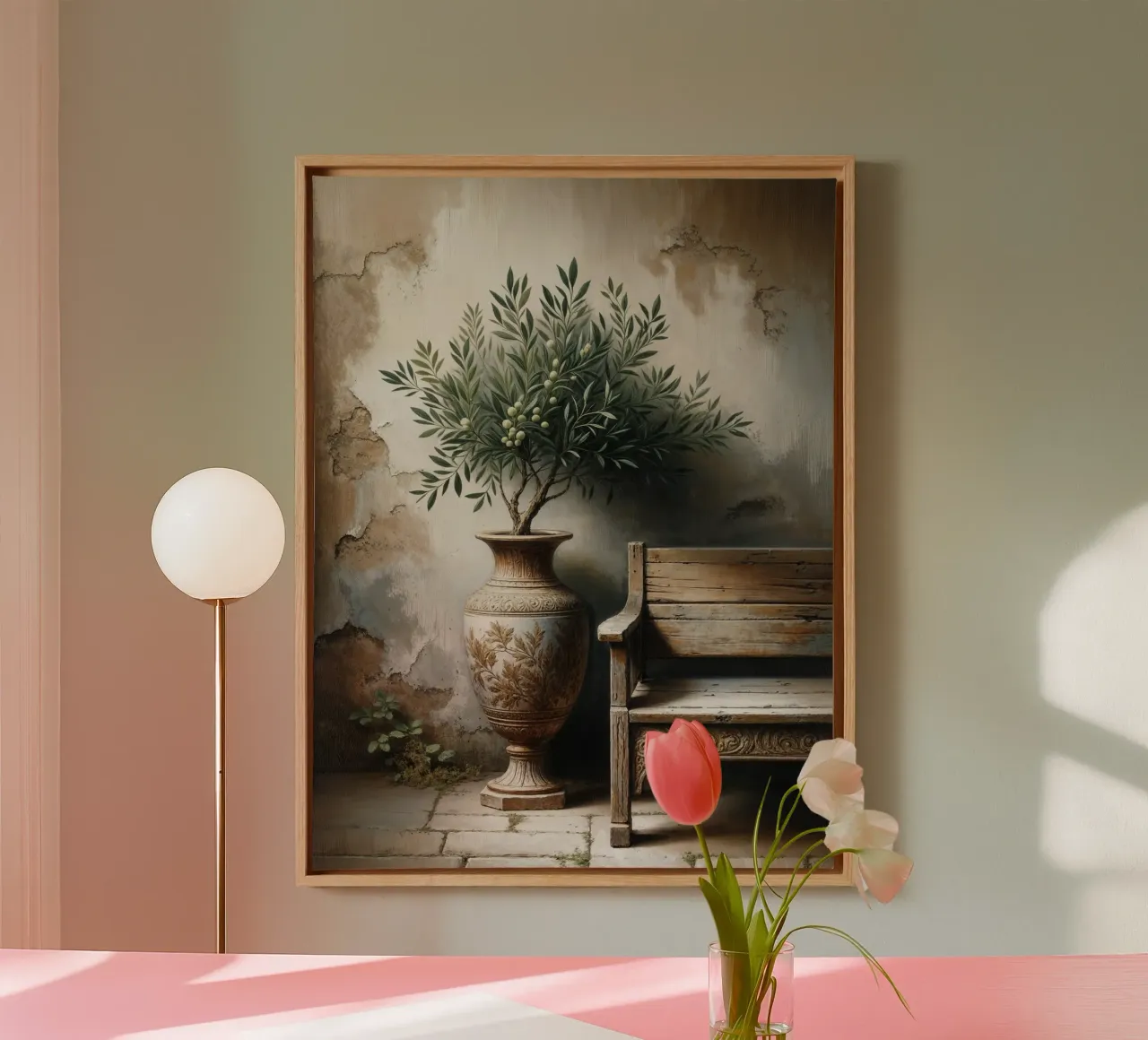 Vintage mediterraan stilleven canvas met Baklijst van VintageBotanics
