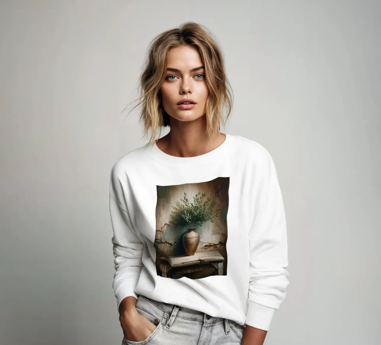 Olivenzweig in Vase Sweatshirt von VintageBotanics